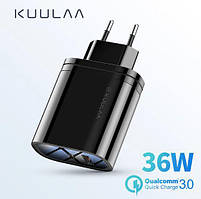 Швидке заряджання KUULAA, 36W (стандарти: QC 3.0 і PD 3.0) (роз'єми: USB + USB Type C)