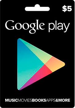 Google Play Gift Card 5$ (5 доларів) для Гугл Плей Маркету сертифікат