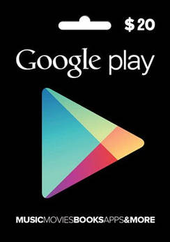 Google Play Gift Card 20$ (20 доларів) для Гугл Плей Маркету сертифікат карта поповнення рахунку