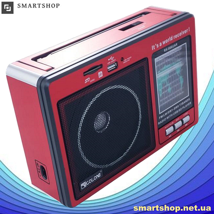 Радіоприймач GOLON RX-006UAR - Великий портативний радіоприймач - колонка MP3 з USB і акумулятором Червоний, фото 2