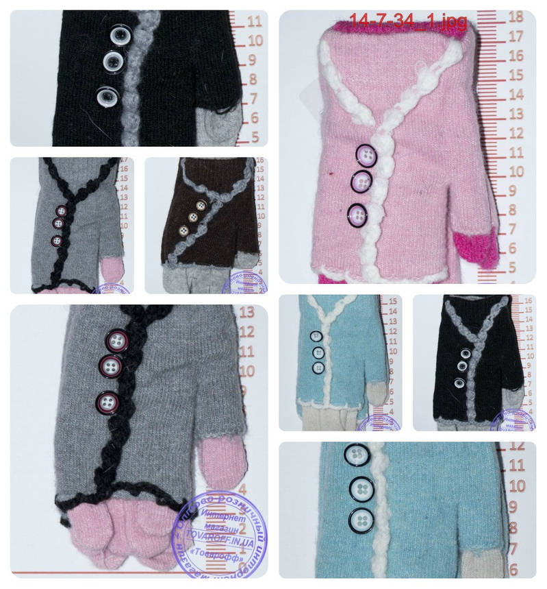 Рукавички підліткові для дівчаток - різні кольори - 14-7-34, фото 1