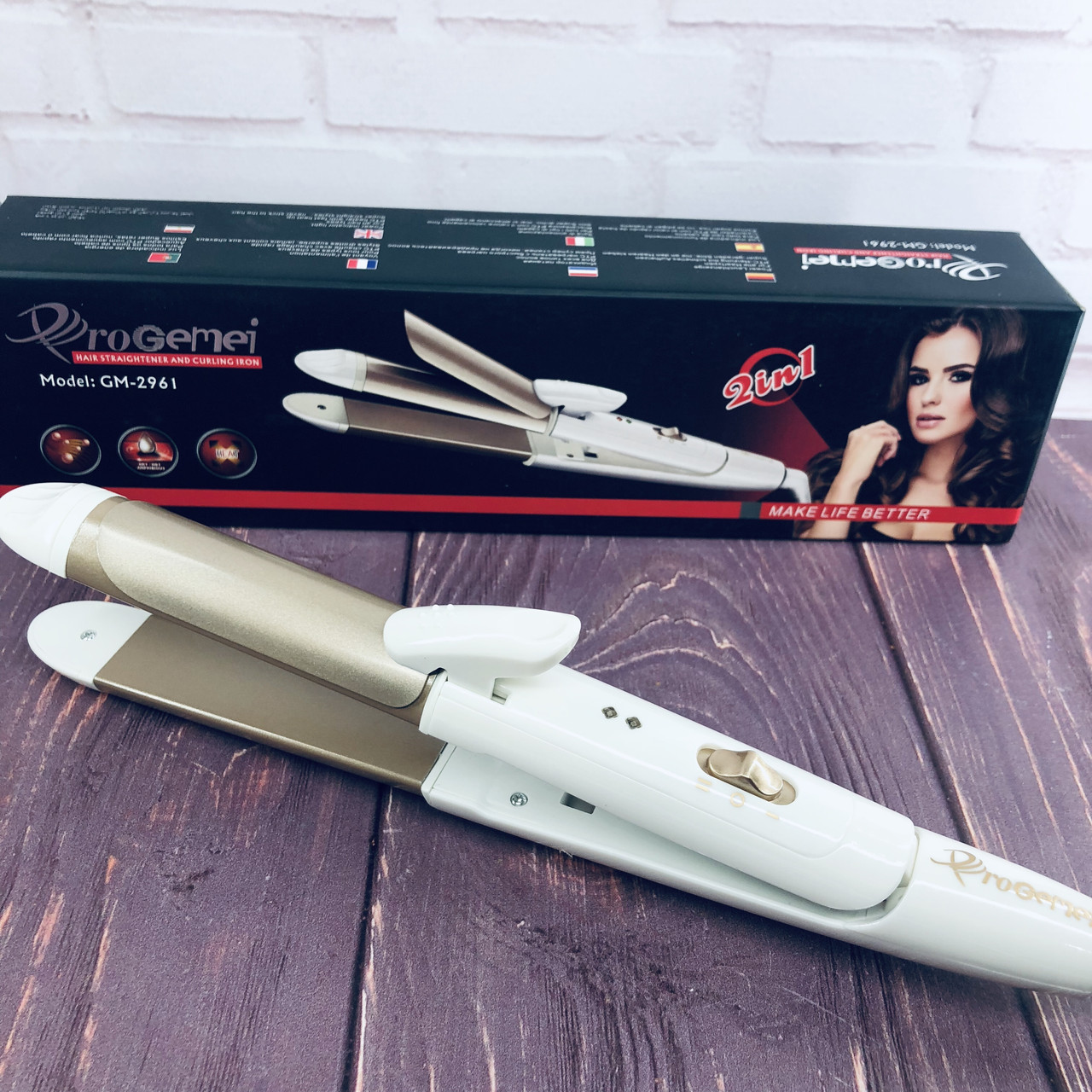 Плойка-утюжок для волосся Gemei GM-2961 2 в 1 - Мультистайлер з гофре для укладання волосся