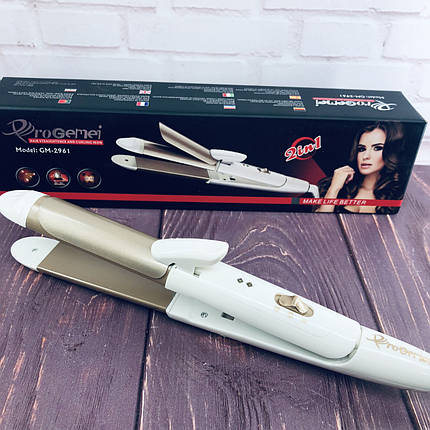 Плойка-утюжок для волосся Gemei GM-2961 2 в 1 - Мультистайлер з гофре для укладання волосся, фото 1