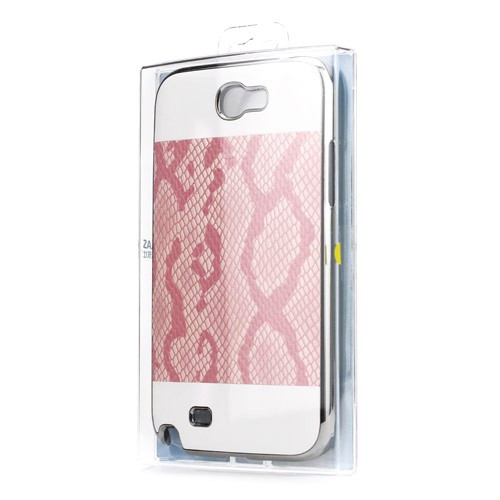 Чехол "змеиная кожа" на Samsung Galaxy Note 2 II N7100, розовый с белым - фото 5 - id-p10115883