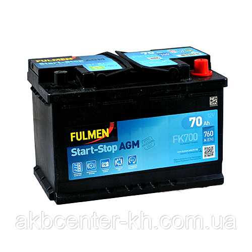 Автомобільний акумулятор FULMEN START-STOP AGM 6СТ- 70Aз 760A R