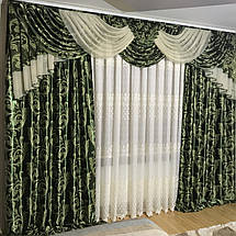 Комплект штор з ламбрекеном з блекаута №315 зелений, фото 2