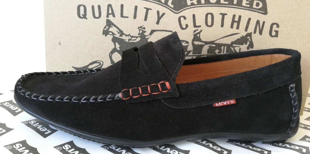 Levi's чоловічі пінні лофери з натуральної замші чорні! Мокасини для весни, літа та осені levis левіс