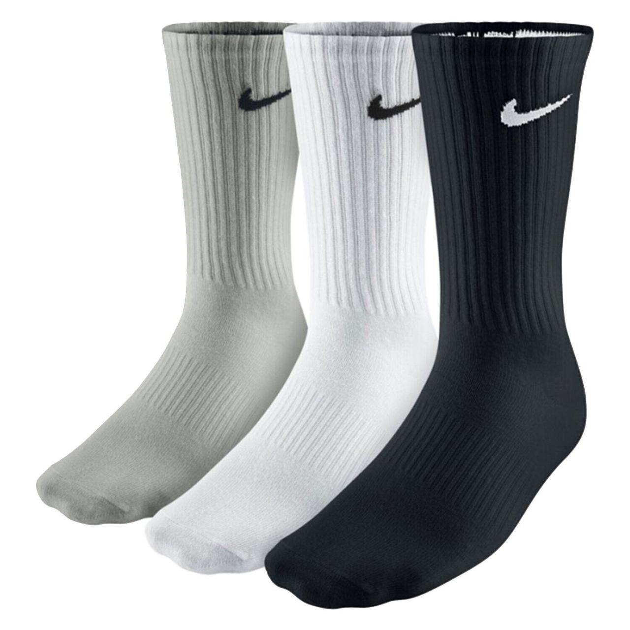 Шкарпетки спортивні Шкарпетки Nike Lightweight Crew 3-pack чорні-білі-сірі (SX4704-901)
