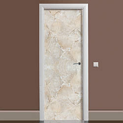 ПВХ наклейка на двері Мармур 01 Бежевий ламінована подвійна плівка фотодрук під камінь 60*180 см