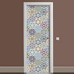 ПВХ наклейка на двері Орнамент 03 ламінована подвійна плівка під плитку калейдоскоп абстракція 60*180 см