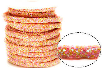 Порожнистий шнур покритий блискітками 6 мм 1 м Персиковий АВ
