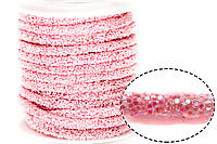 Полый шнур покрытый блёстками, цена за 1м, цвет Розовый АВ, диаметр 6мм