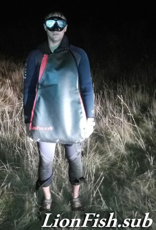 Сумка LionFish.sub для сбора Рыбы, Раков, Морепродуктов, нагрудный фартук «Питомза» (карман с правой стороны)