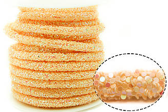 Порожнистий шнур покритий блискітками 6 мм 1 м Пісочний АВ