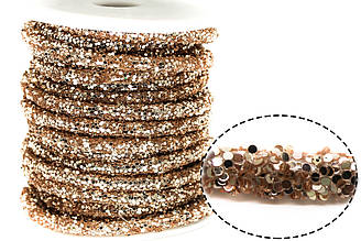 Порожнистий шнур з блискітками 6 мм 1 м Коричневий