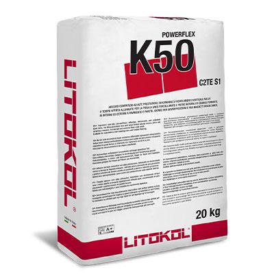 Клей для керамограніту і натурального каменю Powerflex K50 Litokol сірий, 20кг