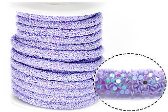 Порожнистий шнур покритий блискітками 6 мм 1 м Бузковий АВ