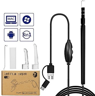 3 в 1 Эндоскоп, бороскоп, мини камера для Android и ПК 2м 6 LED type-C