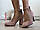 Жіночі туфлі на широкому каблуці, пудра замша, фото 3