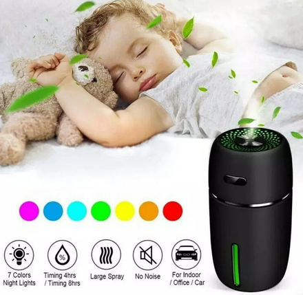 Мини увлажнитель воздуха-ночник (7 цветов подсветки + питание от USB), фото 2