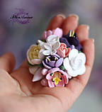 Шпилька/брош із квітами з полімерної глини "Квітковий мікс", фото 3