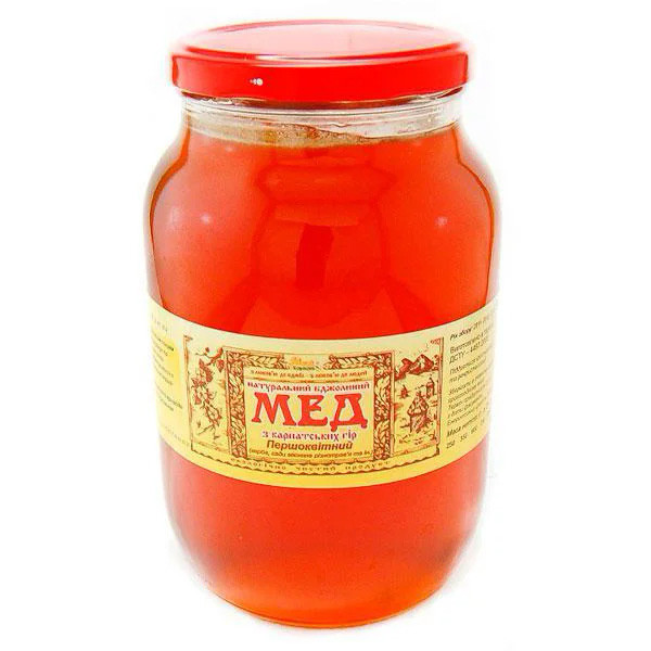 Мед натуральний бджолиний, сорт: "Первокольоровий" 1350 г