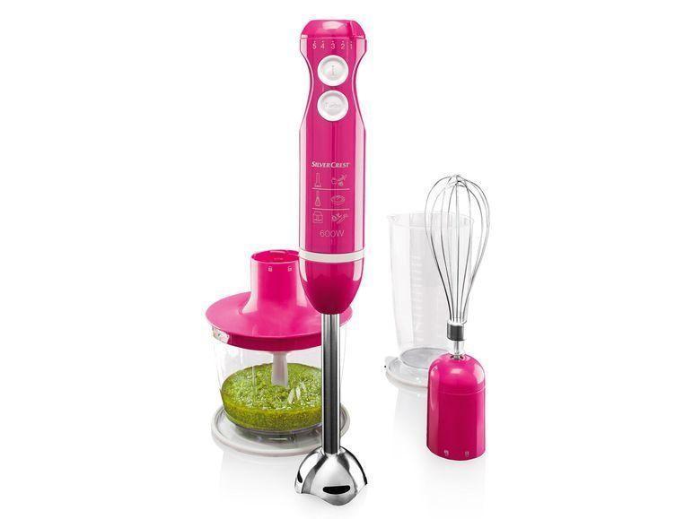 Блендер занурювальний 3В1 SILVER CREST 600W (блендер, міксер, чопер) pink