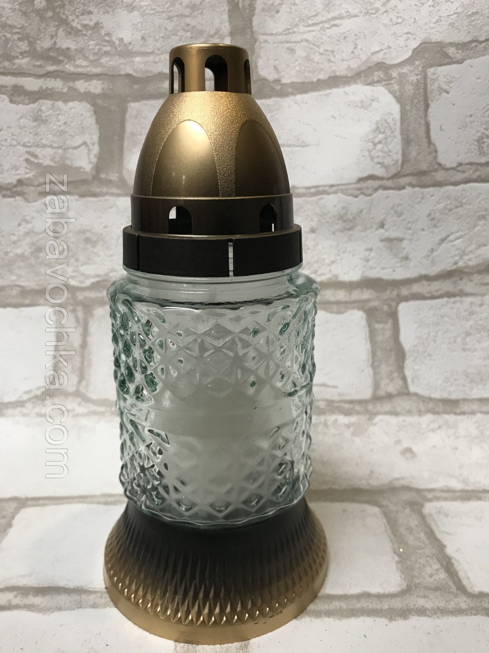Лампадка скляна рельєфна без декору h-18 cm