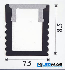Світлодіодний профіль вузький з розсіювачем для LED стрічки накладної 8,5х7,5 мм (планки по 2 та 3 метри)
