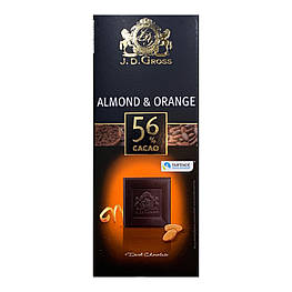 J.D.Gross Темний шоколад 56% какао з апельсином і мигдалем