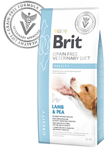 Корм для собак Brit (Брит) GF VetDiets Dog Obesity при надмірній вазі (ягня+індичка), 12 кг