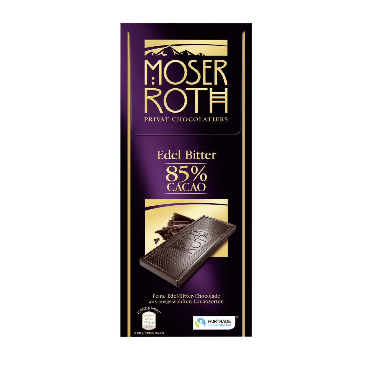 Moser Roth Чорний шоколад 85% какао 125g