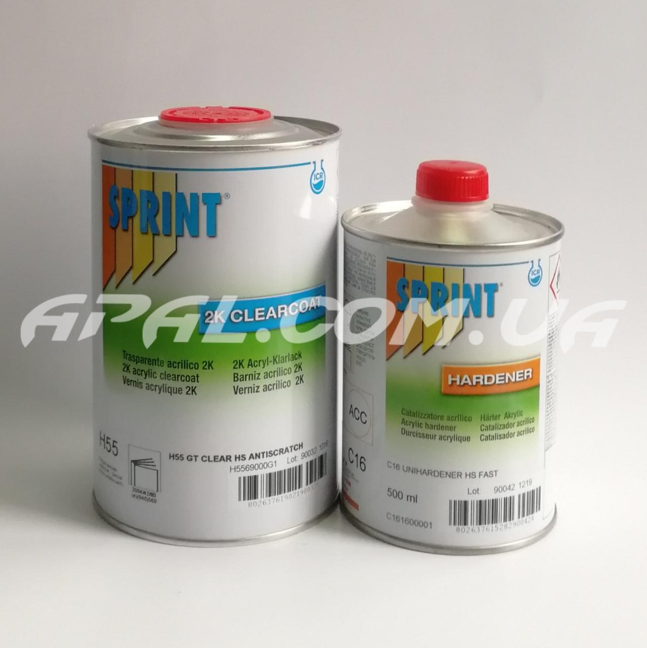 Sprint H55 GT CLEARCOAT ANTISCRATCH HS+ Лак акриловий, надстійкий до подряпин (1л) + затв. (0,5 л)