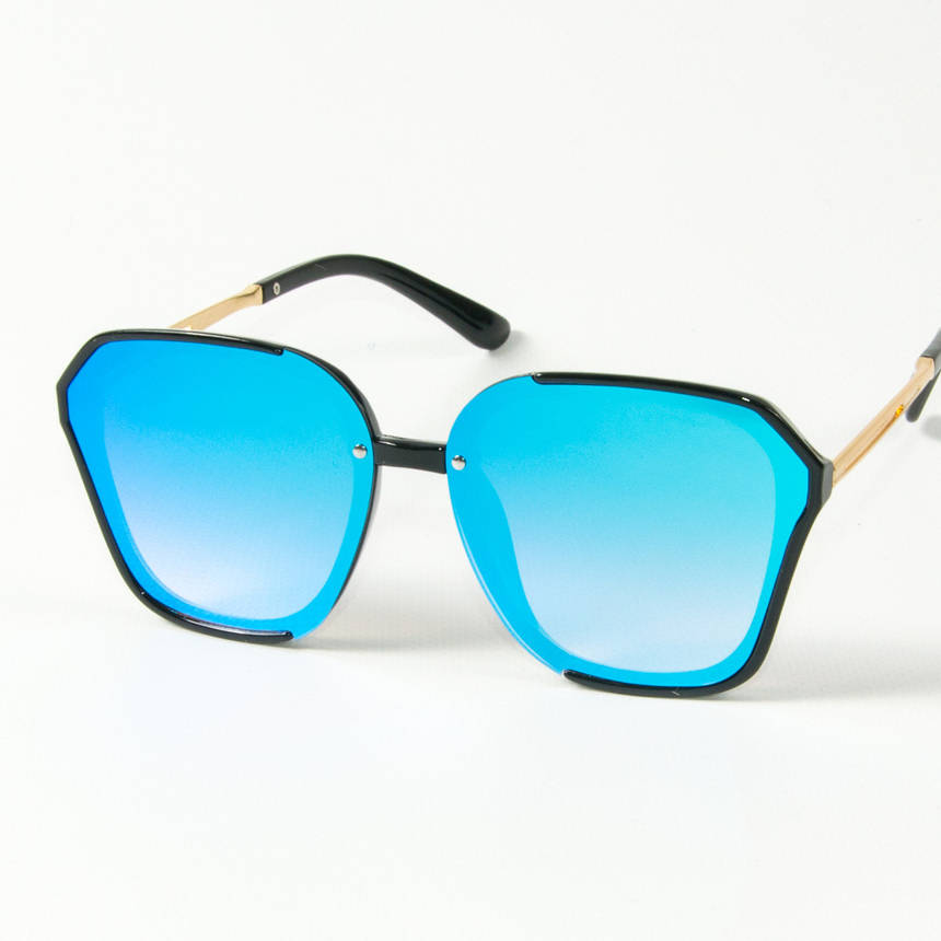 Жіночі сонцезахисні квадратні окуляри дзеркальні (арт. 2341/4) блакитні, фото 1