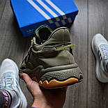 Чоловічі кросівки демісезонні Adidas Ozweego Khaki осінь-весна. Живе фото. топ, фото 4