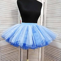 Очень пышная юбка Пышка из фатина для для девочки синий+голубой