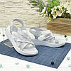 Босоніжки білі жіночі спортивного стилю, натуральна шкіра з тисненням пітон, фото 6