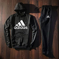 Чоловічий трикотажний спортивний костюм Adidas з капюшоном | black