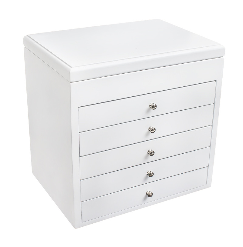 Біла дерев'яна скринька-органайзер Wooden Collection для прикрас, 6 рівнів