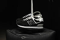 Чоловічі кросівки New Balance 574 Black+White \ Нью Беленс 574 Чорно-Білі, фото 1