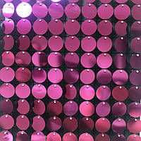 Круглі паєтки 30 мм, на чорному планшеті, колір Fuchsia, 1 шт.