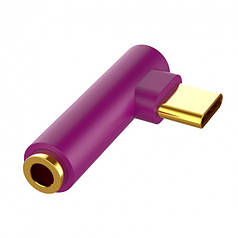 Перехідник кутовий аудіо Alitek USB Type-C — Audio 3.5 мм Purple