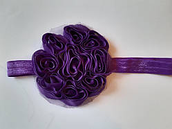 Дитяча пов'язка фіолетова - окружність 42-55см, квітка 8см