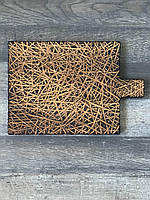 Деревянная доска для подачи Woodinі прямоугольная с ручкой Сено с обжигом 360х200х23 мм дуб