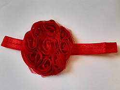 Дитяча червона пов'язка - окружність 42-55см, квітка 8см
