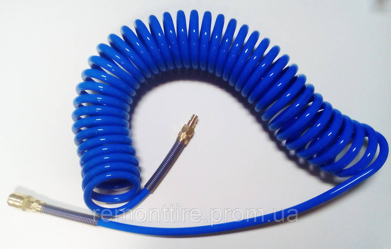 Шланг Воздушный Спиральный Полиуретановый с Быстросъемниками 12/8 Мм, 5 ...