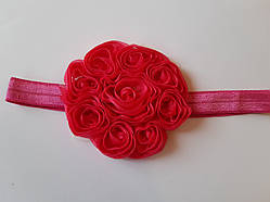 Дитяча пов'язка малинова - окружність 42-55см, квітка 8см