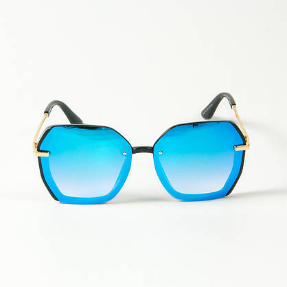 Жіночі сонцезахисні квадратні дзеркальні окуляри (арт. 2327/5) блакитні, фото 2