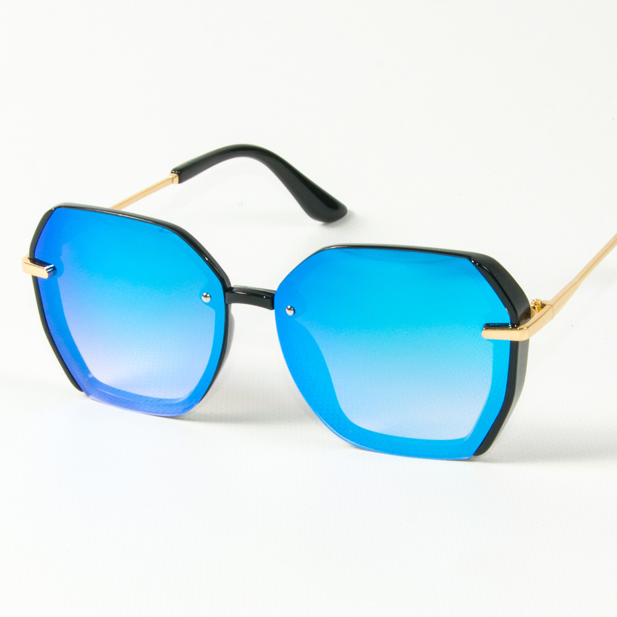 Жіночі сонцезахисні квадратні дзеркальні окуляри (арт. 2327/5) блакитні