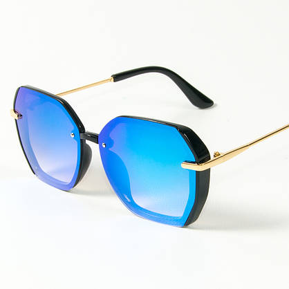 Жіночі сонцезахисні квадратні дзеркальні окуляри (арт. 2327/5) блакитні, фото 3